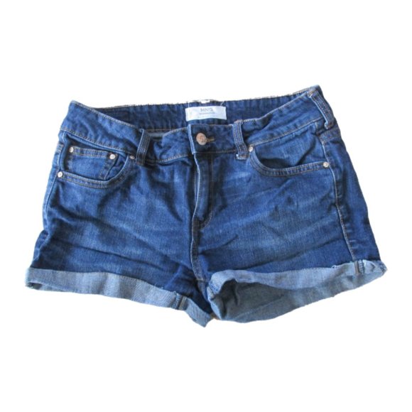 MNG Denim & Tees Cuffed Jean Shorts Women Size 4 Blue Low‎ Rise Dark Wash Denim - Picture 1 of 3